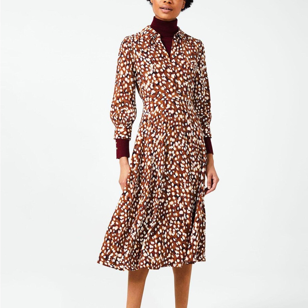Miley Animal Midi Dress in Toffee Brown